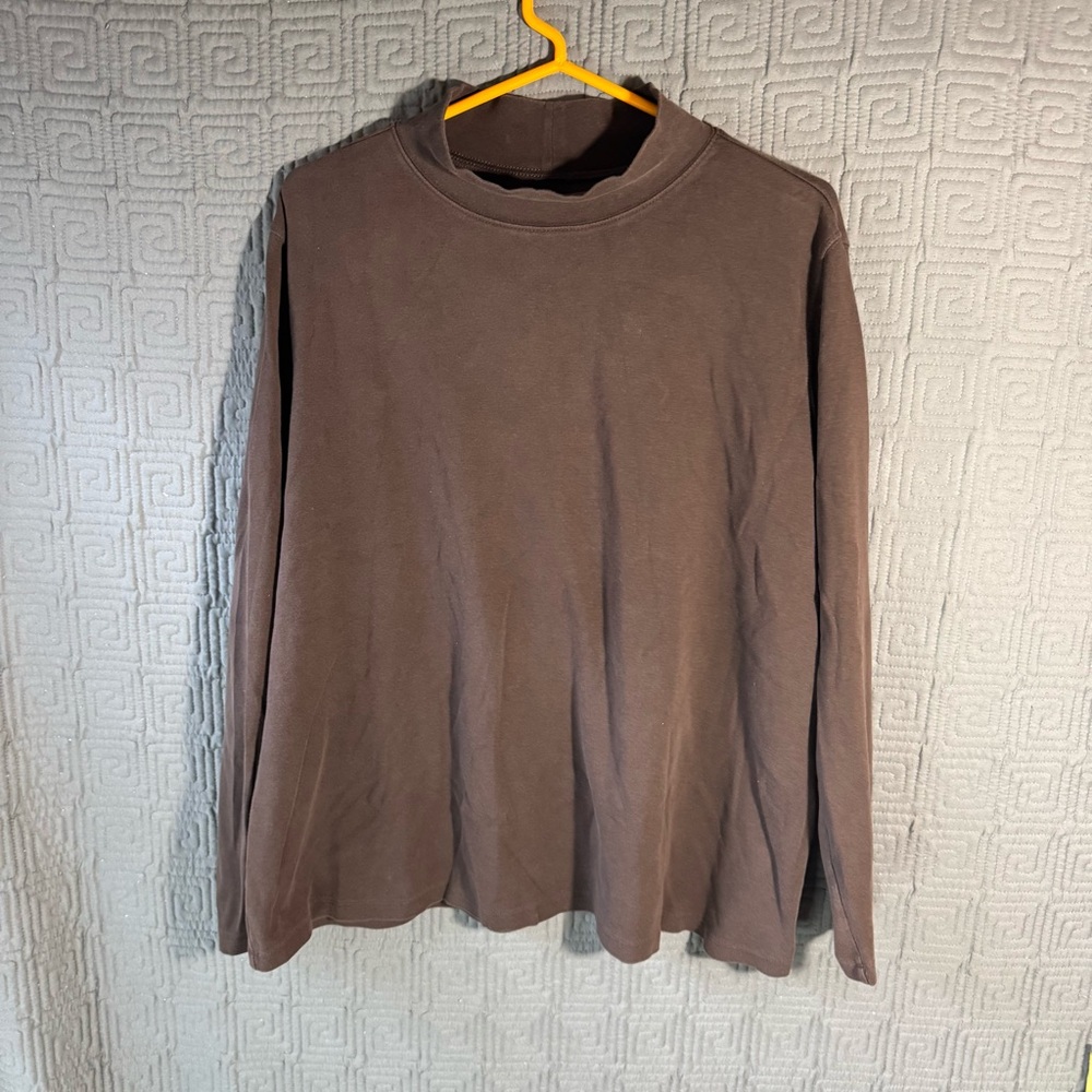 Made For Life Shirt Women’s 2X Mock Neck Brown Long Sleeve